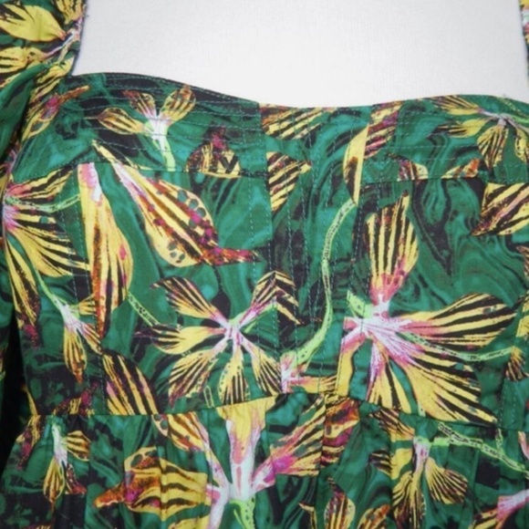 Ulla Johnson Alita Green Yellow Cotton Puff Sleeve Empire Waist Mini Dress Nwt 4 - Picture 6 of 9